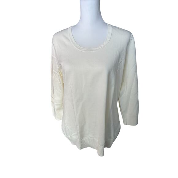 Land's End 3/4 Sleeve Sweater White Large - Picture 1 of 3